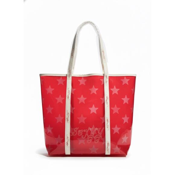 Ed Hardy Tote Bag Red Star Stripe Clear Vinyl New With Tags - Picture 3 of 9